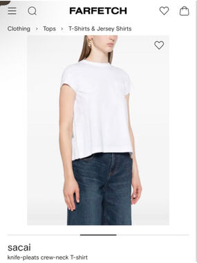 Sacai Knife-Pleats Crew-Neck T-Shirt White NWT 2= US M